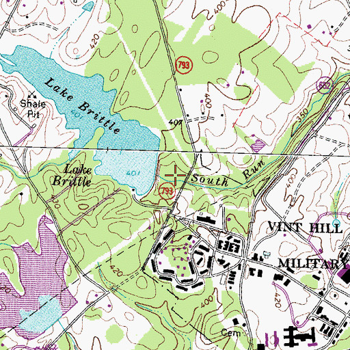 Topographic Map of Lake Brittle Dam, VA