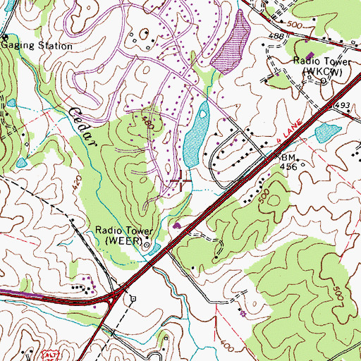 Topographic Map of Lower Warrenton Lakes Dam, VA