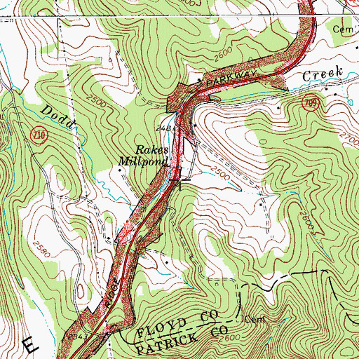 Topographic Map of Rakes Mill Dam, VA