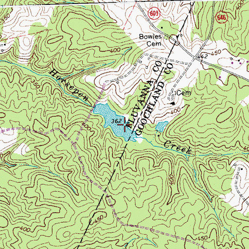 Topographic Map of Bowles Pond, VA