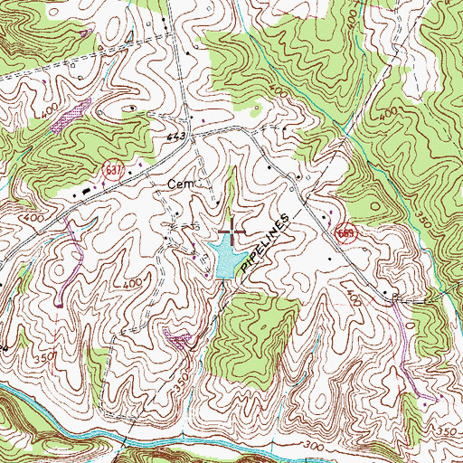 Topographic Map of T Potts Dam Number One, VA