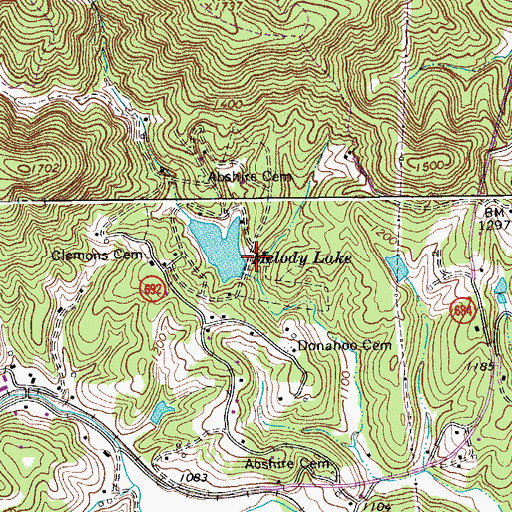 Topographic Map of Melody Dam, VA