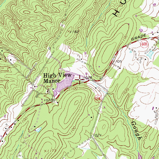 Topographic Map of High View Manor Dam, VA