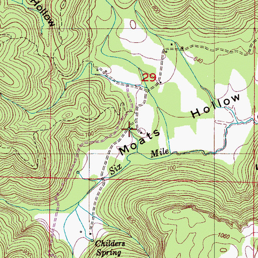 Topographic Map of Moats Spring, AL
