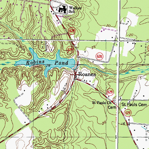 Topographic Map of Robins Dam, VA