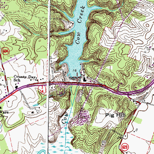 Topographic Map of Cow Creek Dam, VA
