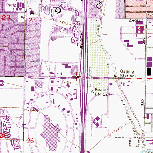 Topographic Map of Peoria Underpass, AZ