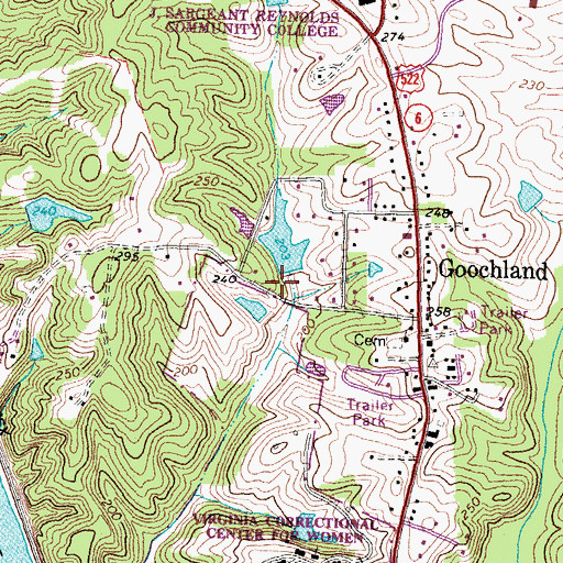 Topographic Map of Gathrights Dam, VA