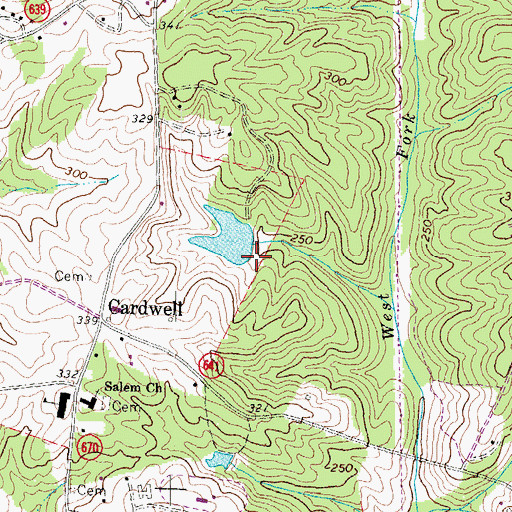 Topographic Map of Reynolds Dam, VA