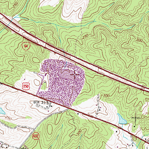 Topographic Map of Bowles Dam, VA