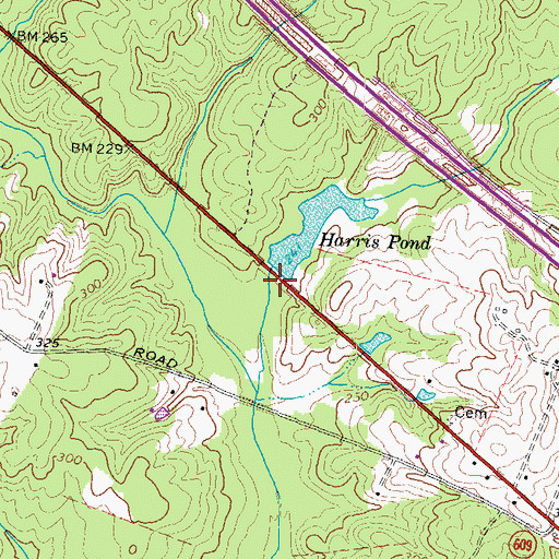 Topographic Map of Harris Pond Dam, VA