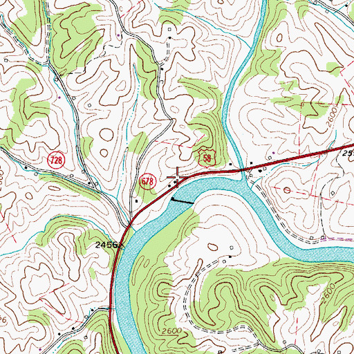 Topographic Map of Fields Dam, VA