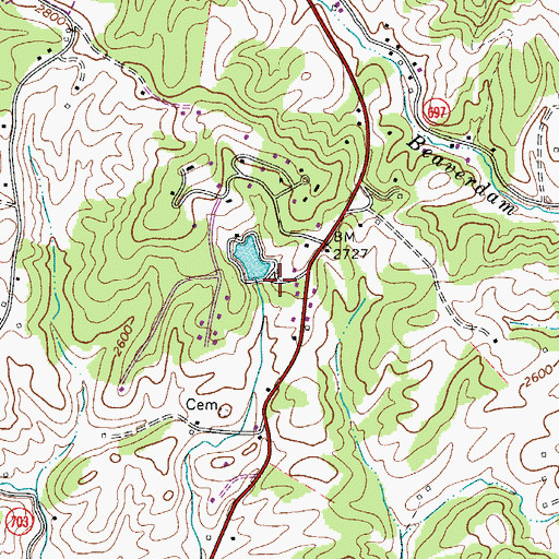 Topographic Map of Roberts Dam, VA