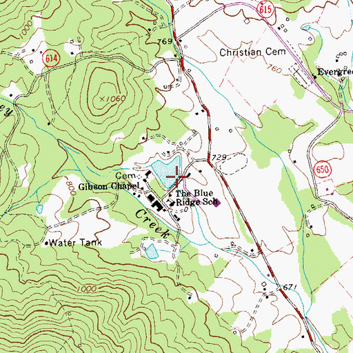 Topographic Map of Blue Ridge School Dam, VA