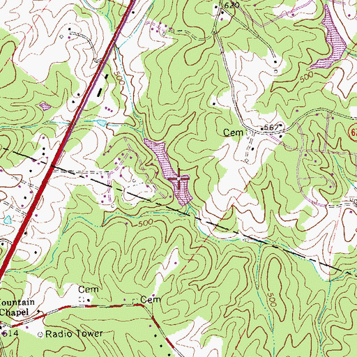 Topographic Map of Lake Saponi Dam, VA