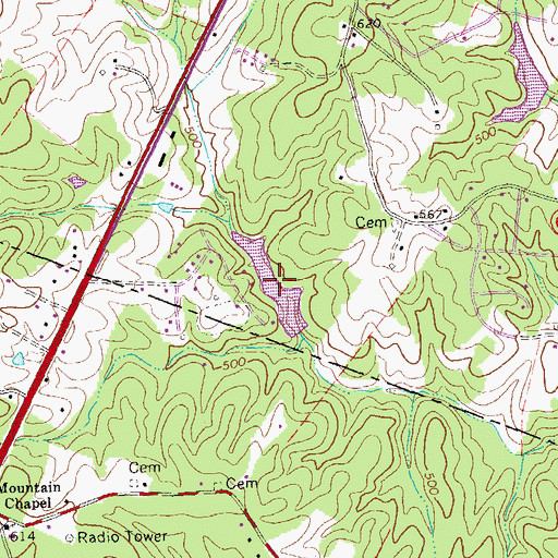 Topographic Map of Lake Saponi, VA