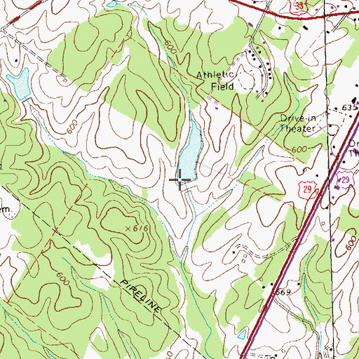 Topographic Map of Reynolds Farm Route 29 Dam, VA
