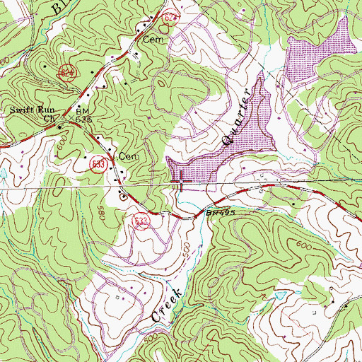 Topographic Map of Twin Lakes Dam Number One, VA