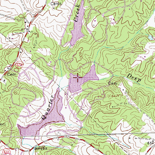 Topographic Map of Twin Lakes Dam Number Three, VA