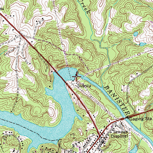 Topographic Map of Banister Dam, VA