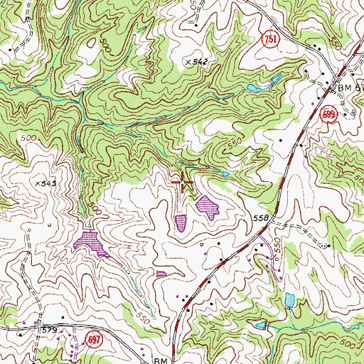 Topographic Map of Whitt Dam, VA