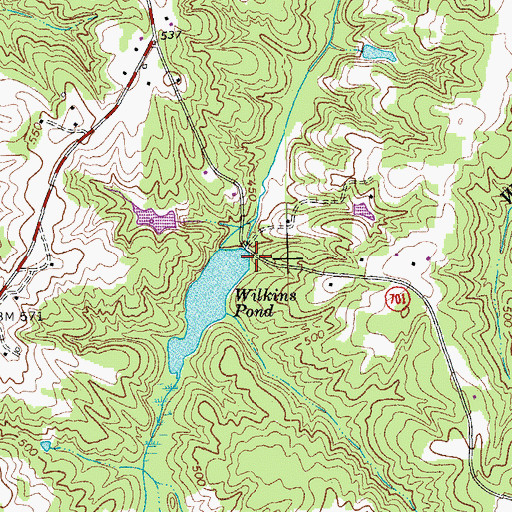 Topographic Map of Wilkins Mill Dam, VA