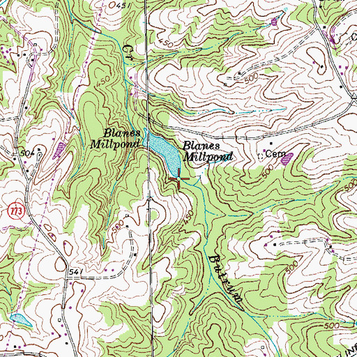 Topographic Map of Blanes Mill Dam, VA