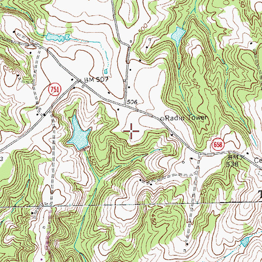 Topographic Map of Wade Dam Number Four, VA