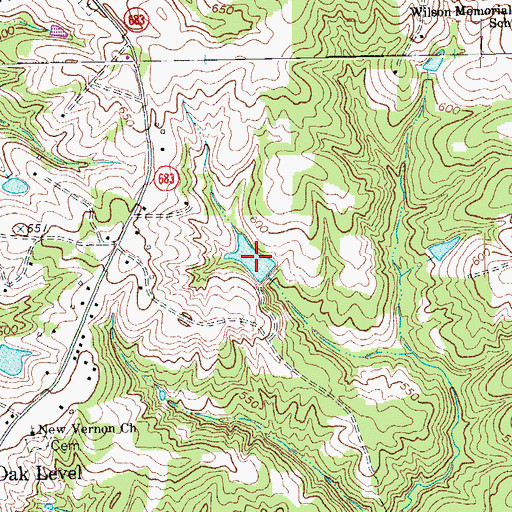 Topographic Map of Five Oaks Pond, VA