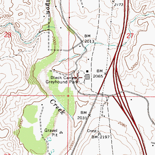 Topographic Map of Black Canyon Greyhound Park, AZ