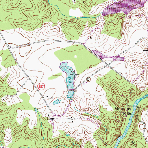 Topographic Map of Pollards Dam, VA