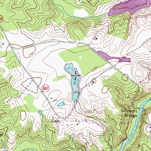 Topographic Map of Pollards Pond, VA