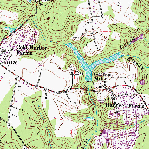 Topographic Map of Gaines Mill Dam, VA