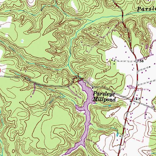 Topographic Map of Parsleys Mill Dam, VA