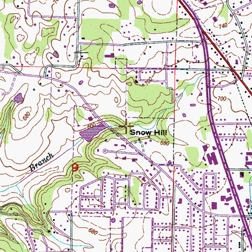 Topographic Map of Snow Spring, AL