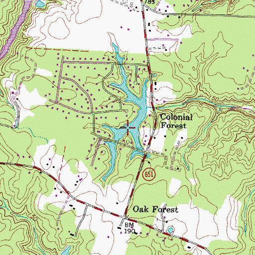 Topographic Map of Colonial Forest Lake, VA