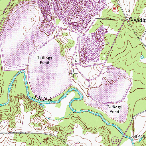 Topographic Map of The Feldspar Corporation Dam Number One, VA