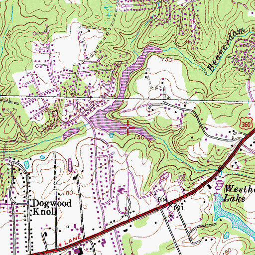 Topographic Map of Cherrydale Pond, VA