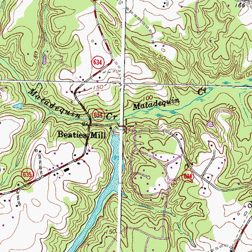 Topographic Map of Beaties Millpond Dam, VA