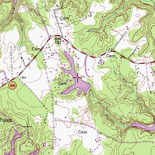 Topographic Map of Pebblebrook Lake, VA