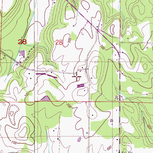 Topographic Map of Turney Spring, AL