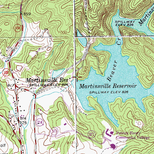 Topographic Map of Beaver Creek Dam, VA
