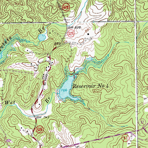 Topographic Map of Leatherwood Creek Number Four Dam, VA