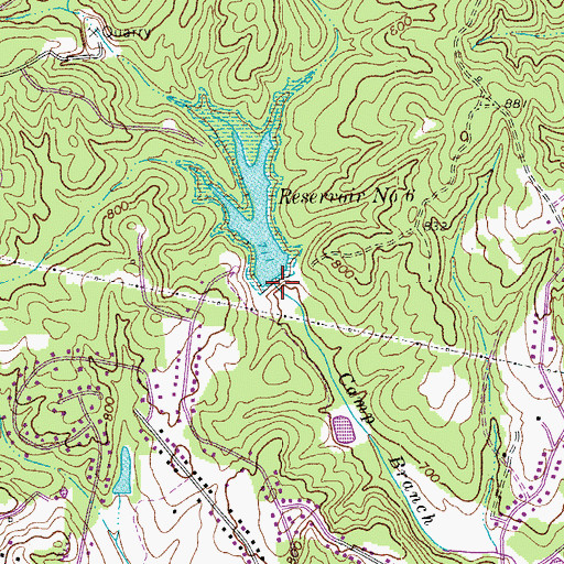 Topographic Map of Leatherwood Creek Number Six Dam, VA