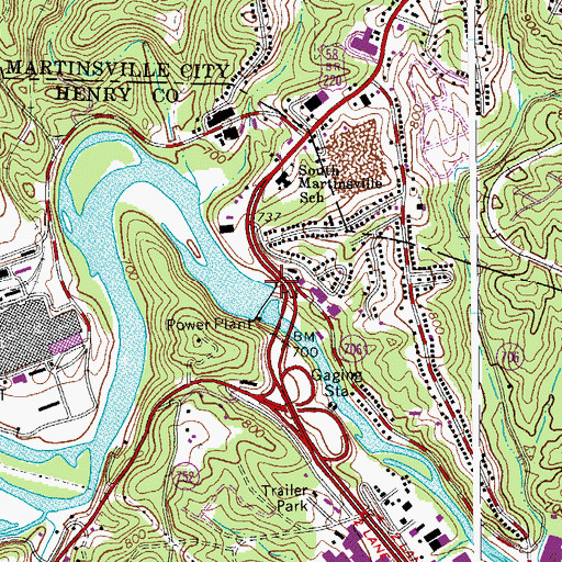 Topographic Map of Smith River Dam, VA