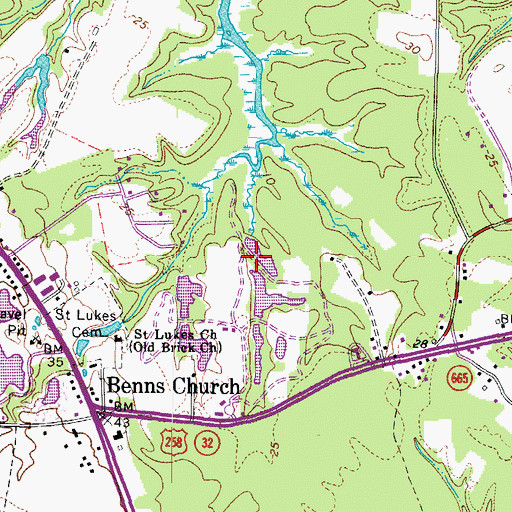 Topographic Map of Smithfield Downs Golf Course Dam, VA