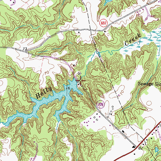 Topographic Map of Smithfield Lake Dam, VA