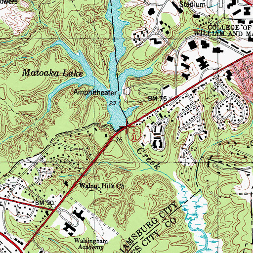 Topographic Map of Matoaka Dam, VA