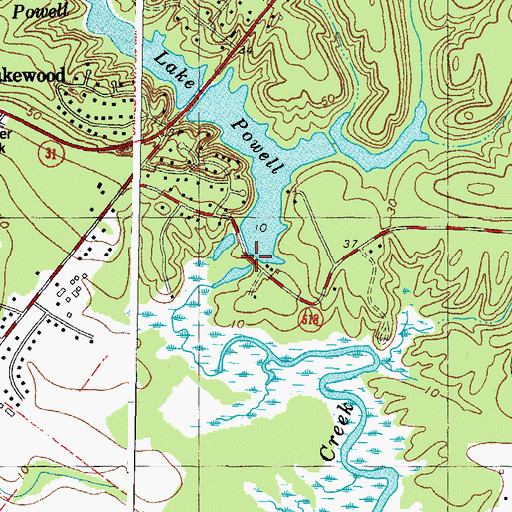 Topographic Map of Lake Powell Dam, VA