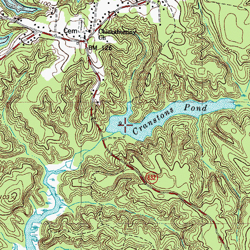Topographic Map of Cranstons Dam, VA